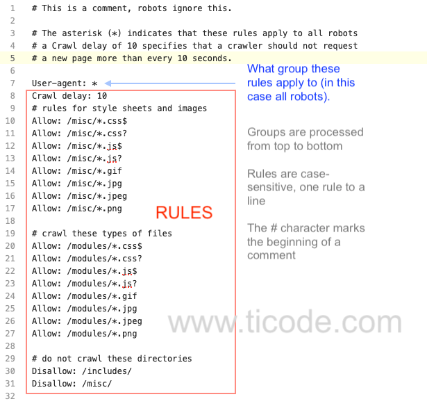 Example of a robots.txt file
